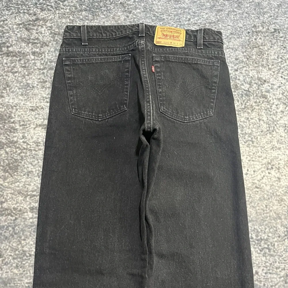 Vintage 90s Levi's 505‎ Jeans Regular Fit Straight Leg 34x34 Black Made In USA